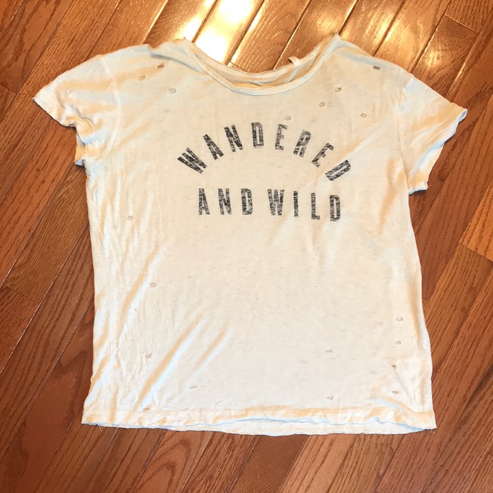 Distressed white tee